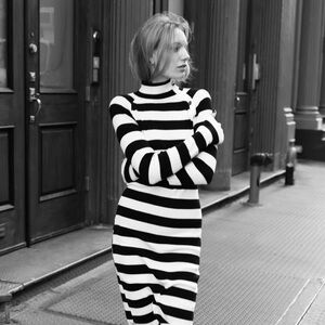 Striped mini dress BW knit cotton